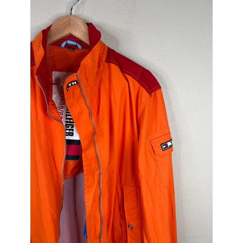 Tommy Hilfiger Mens Orange & Red Nylon Jacket M Y2K Vintage‎